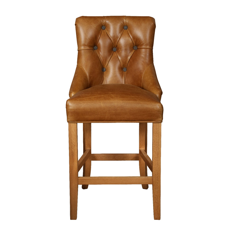 Leather button backed bar stool