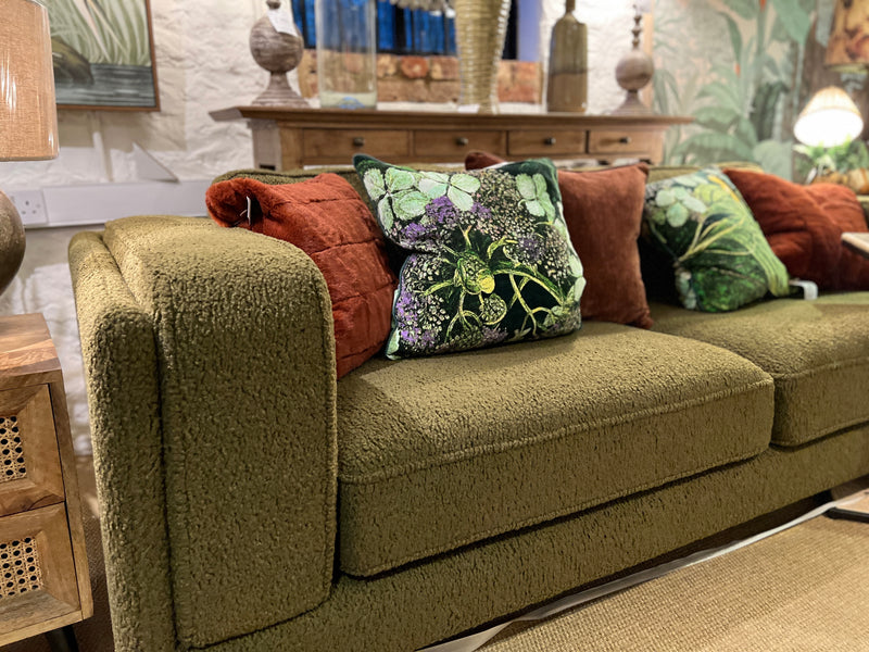 Forest green Sofa in a soft boucle fabric