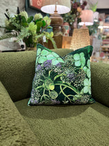 Forest green armchair in a soft boucle fabric