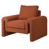 Burnt orange armchair in a soft boucle fabric