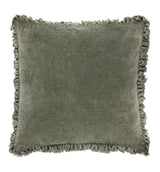 Bertie Washed Cotton Velvet Cushion Moss Green