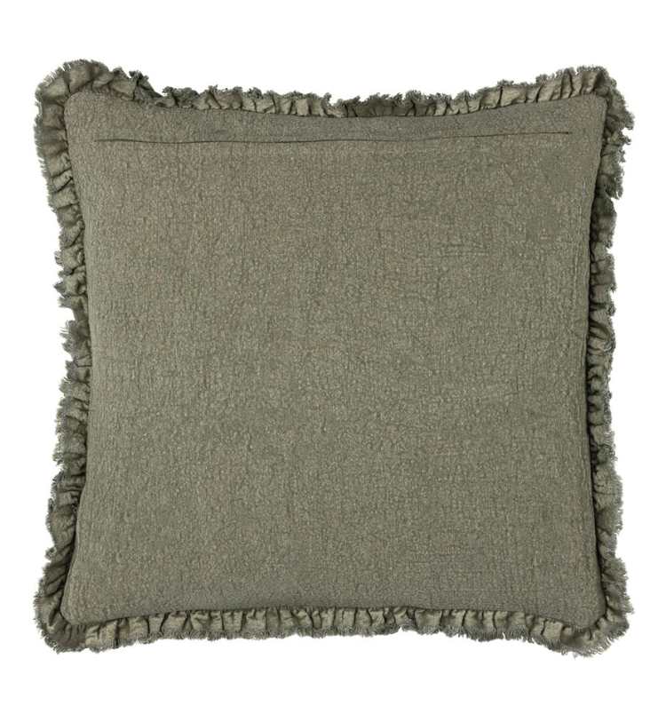 Bertie Washed Cotton Velvet Cushion Moss Green