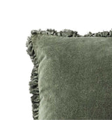 Bertie Washed Cotton Velvet Cushion Moss Green