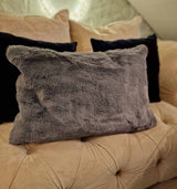 Faux Fur Large Fluffy Charcoal Coloured Cushion