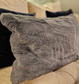 Faux Fur Large Fluffy Charcoal Coloured Cushion