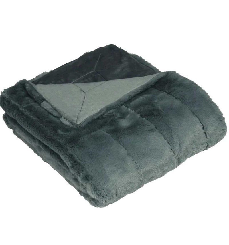 Faux Fur Fluffy Soft-touch Charcoal Throw