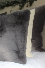 Faux Fur Large Fluffy Charcoal Coloured Cushion